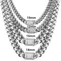 Fashion Hip Hop 8-18mm Stainless Steel Jewelry Pendant Cuban Chain Micro Inlaid White Diamond Clasp Encryption Necklace